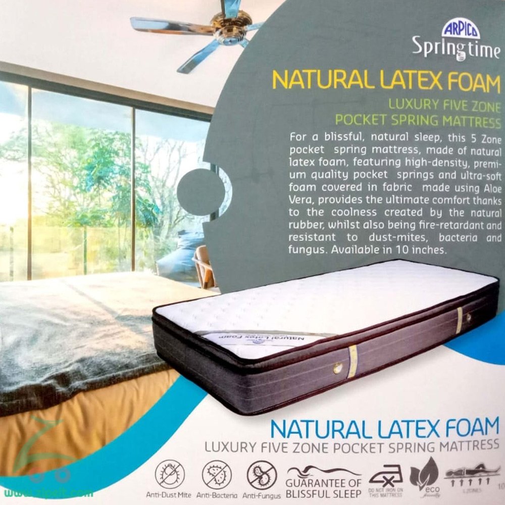 Arpico Natural Latex 5 Zone Pocketed Spring Mattress (78x60x10 inch